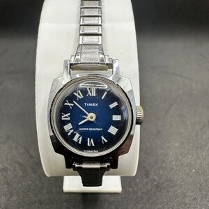 Classic vintage Timex women’s wristwatch featuring a Silver Tone W Wind Up Dial